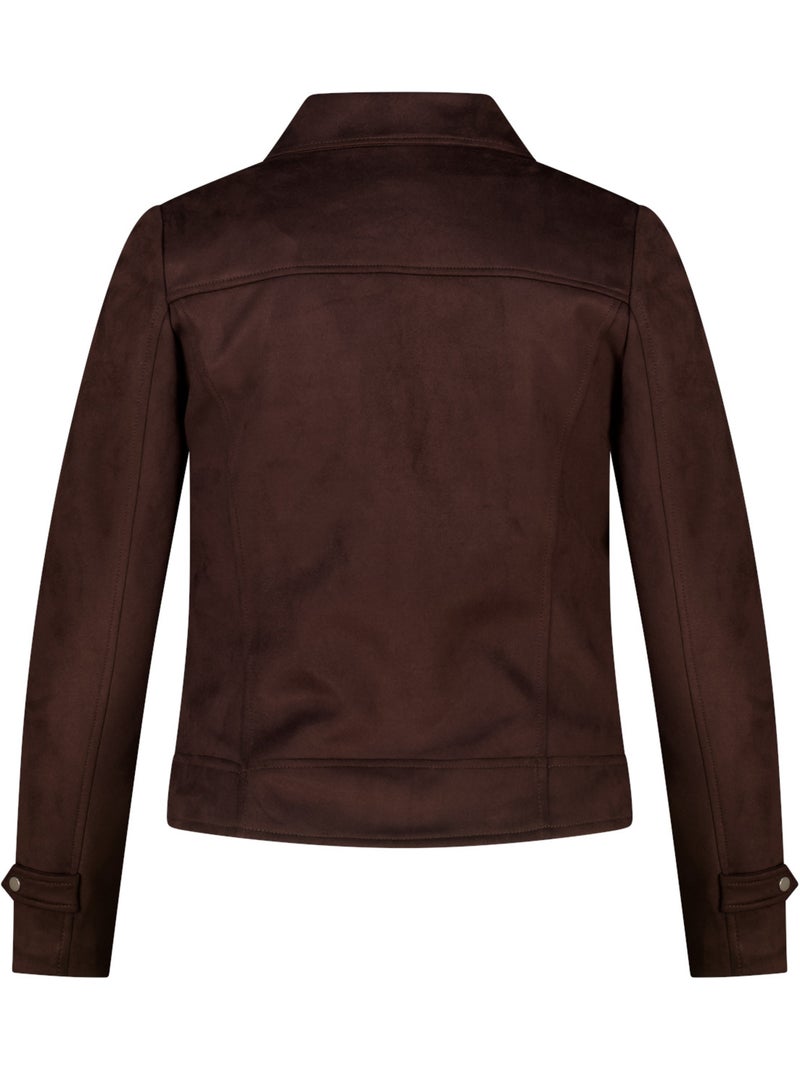Ms Mode Manteaux veste biker en suédine Marron foncé - Kiabi