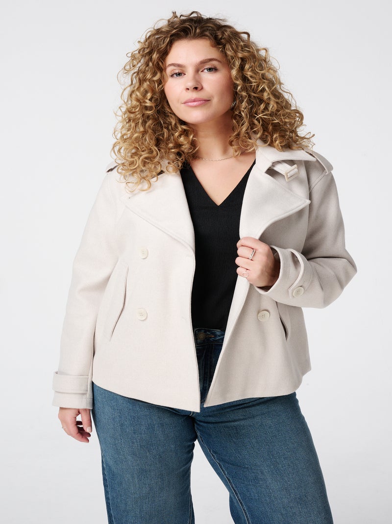 MS MODE Manteaux Veste courte à double boutonnage Blanc nacré - Kiabi