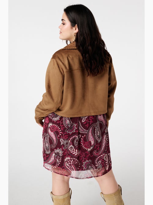 MS MODE Manteaux Veste courte effet suédine avec surpiqûres - Kiabi