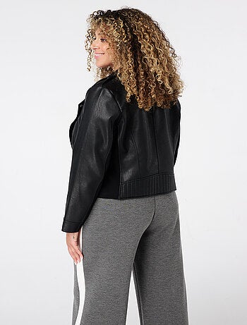 MS MODE Manteaux Veste de motard en cuir synthétique