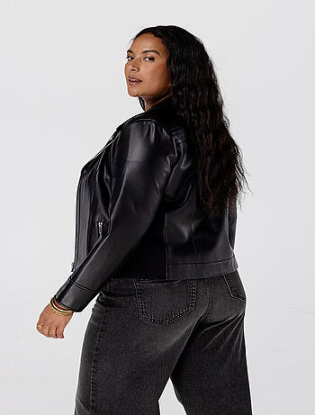 MS MODE Manteaux Veste de style motard en similicuir