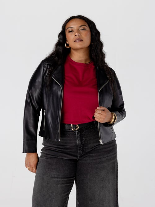 MS MODE Manteaux Veste de style motard en similicuir - Kiabi