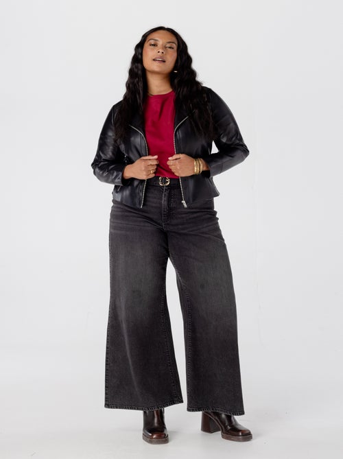 MS MODE Manteaux Veste de style motard en similicuir - Kiabi