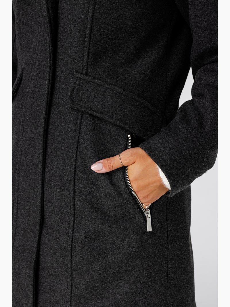 MS MODE Manteaux Veste doublée avec fermeture éclair Gris Noir - Kiabi