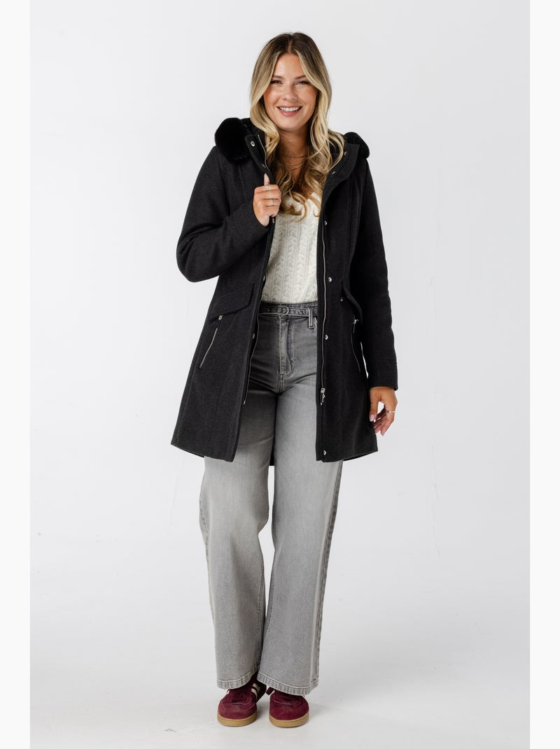 MS MODE Manteaux Veste doublée avec fermeture éclair Gris Noir - Kiabi