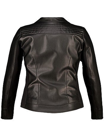 MS MODE Manteaux Veste élégante en cuir ornée de détails argentés