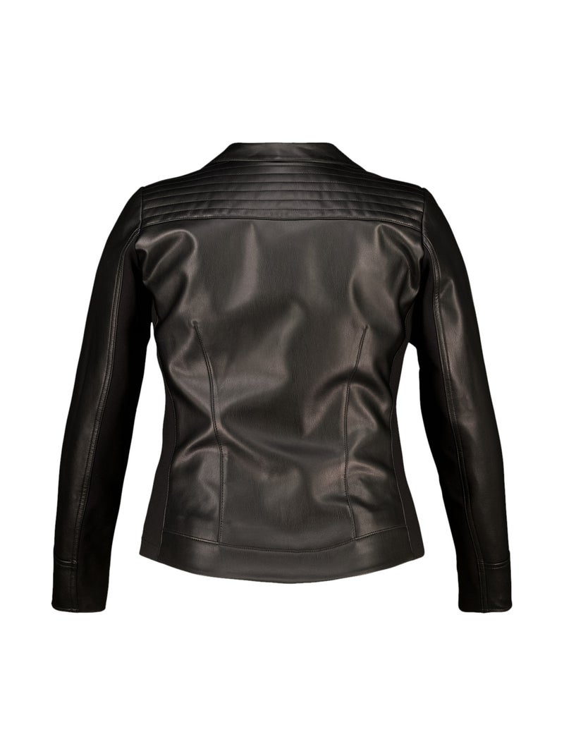 MS MODE Manteaux Veste élégante en cuir ornée de détails argentés Noir - Kiabi