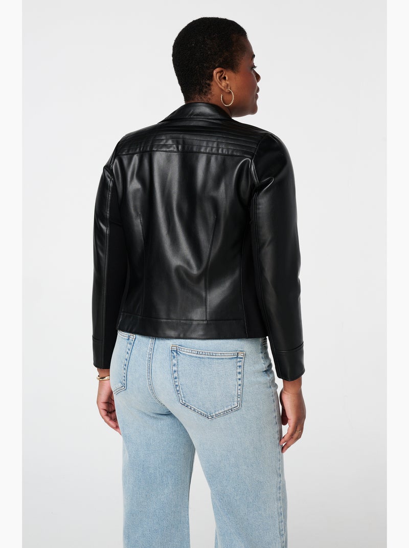 MS MODE Manteaux Veste élégante en cuir ornée de détails argentés Noir - Kiabi