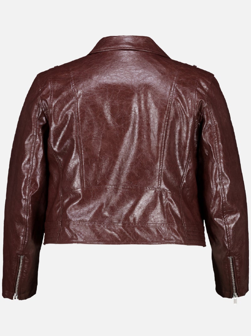 MS MODE Manteaux Veste en cuir Bordeaux - Kiabi