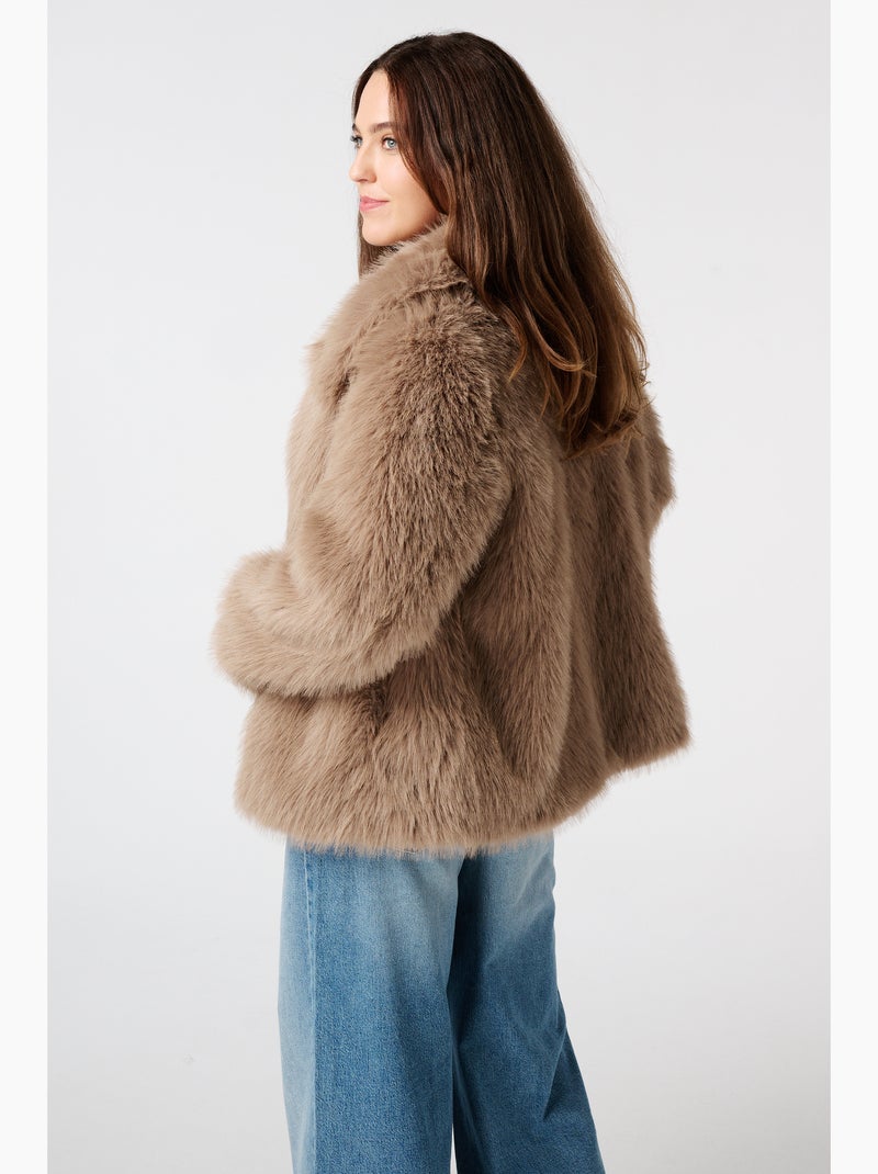 MS MODE Manteaux Veste en fausse fourrure Beige sable - Kiabi