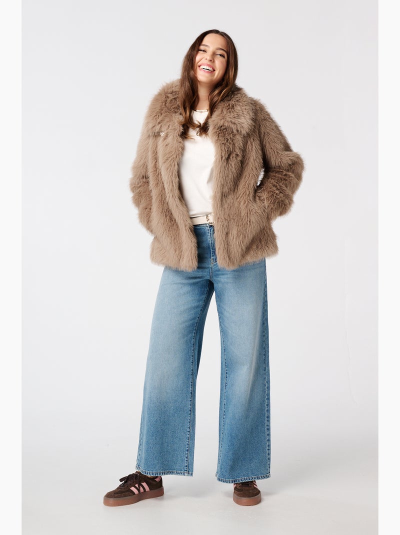 MS MODE Manteaux Veste en fausse fourrure Beige sable - Kiabi
