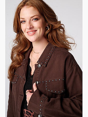 MS MODE Manteaux Veste en jean à clous