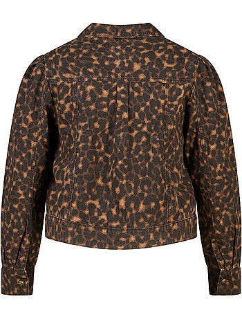 Ms Mode Manteaux veste en jean à imprimé animal