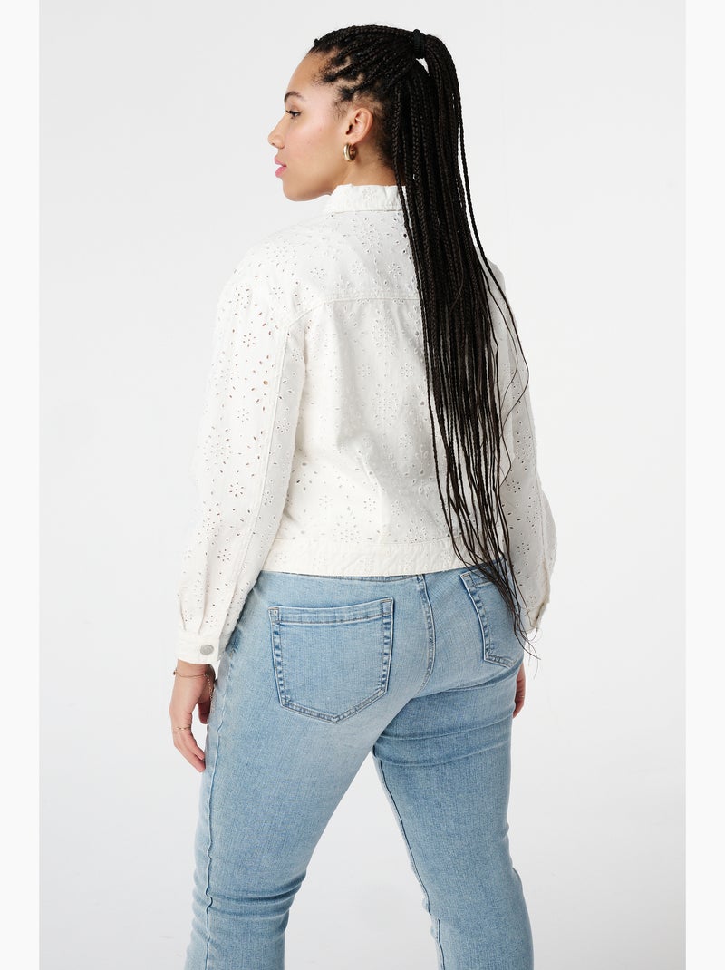 MS MODE Manteaux Veste en jean avec broderie Blanc cassé - Kiabi