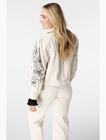 MS MODE Manteaux Veste en jean avec broderie