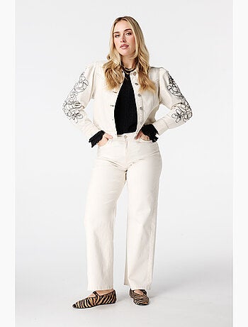 MS MODE Manteaux Veste en jean avec broderie