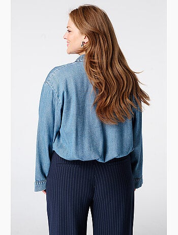 MS MODE Manteaux Veste en jean avec cordons à nouer