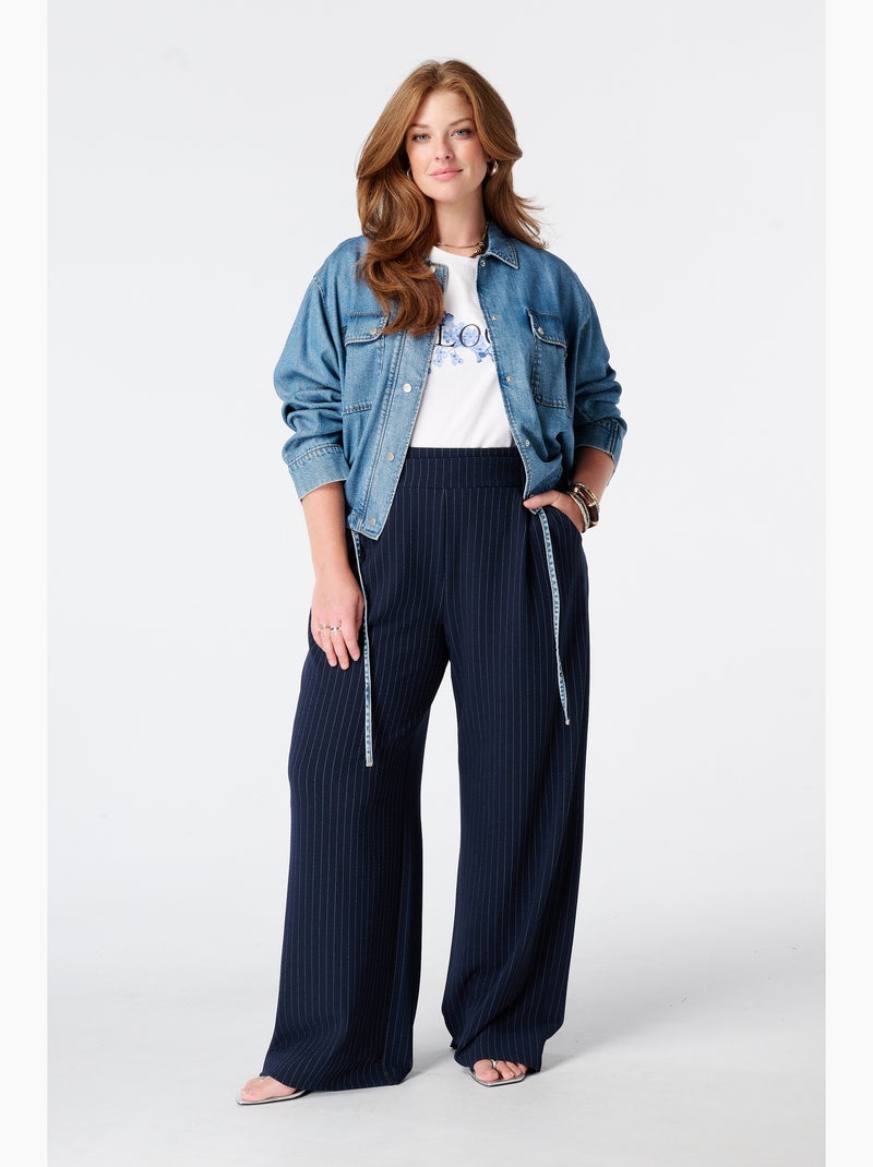 MS MODE Manteaux Veste en jean avec cordons à nouer Bleu ciel - Kiabi
