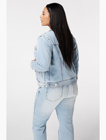 MS MODE Manteaux Veste en jean avec fermeture à boutons