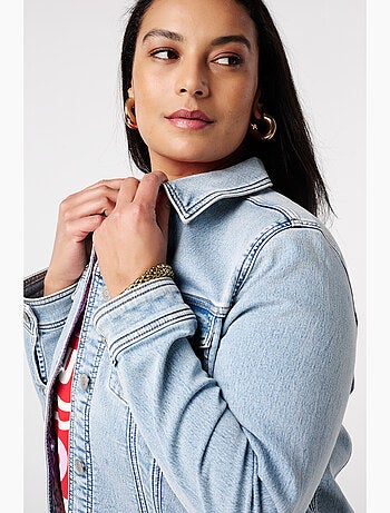 MS MODE Manteaux Veste en jean avec fermeture à boutons