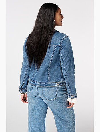 MS MODE Manteaux Veste en jean avec fermeture à boutons