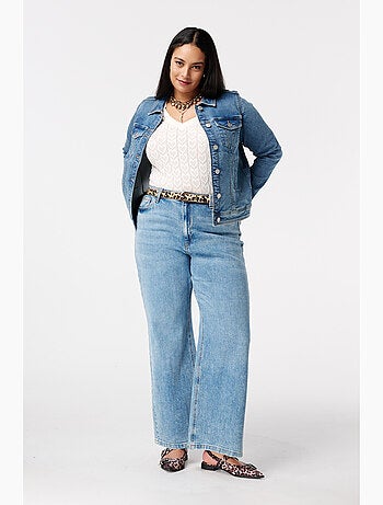 MS MODE Manteaux Veste en jean avec fermeture à boutons