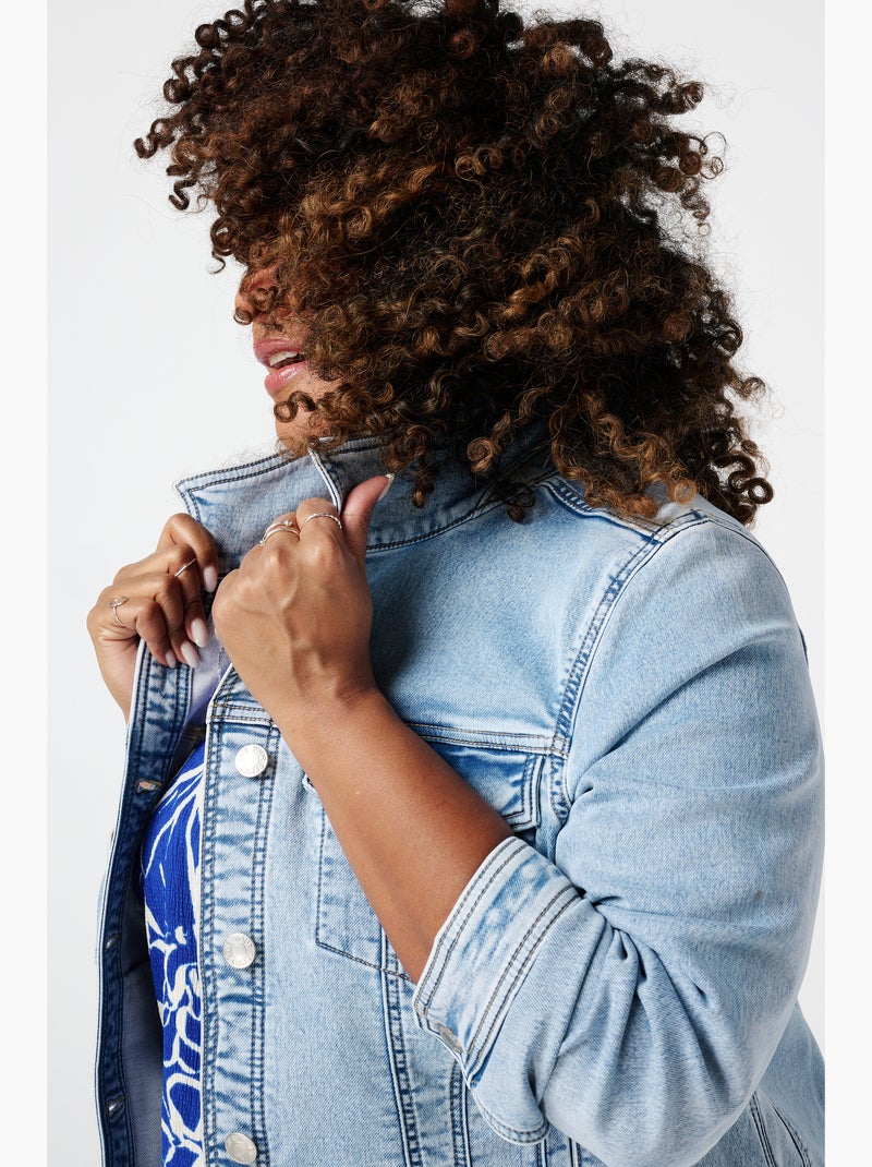 MS MODE Manteaux Veste en jean extensible Bleu denim - Kiabi