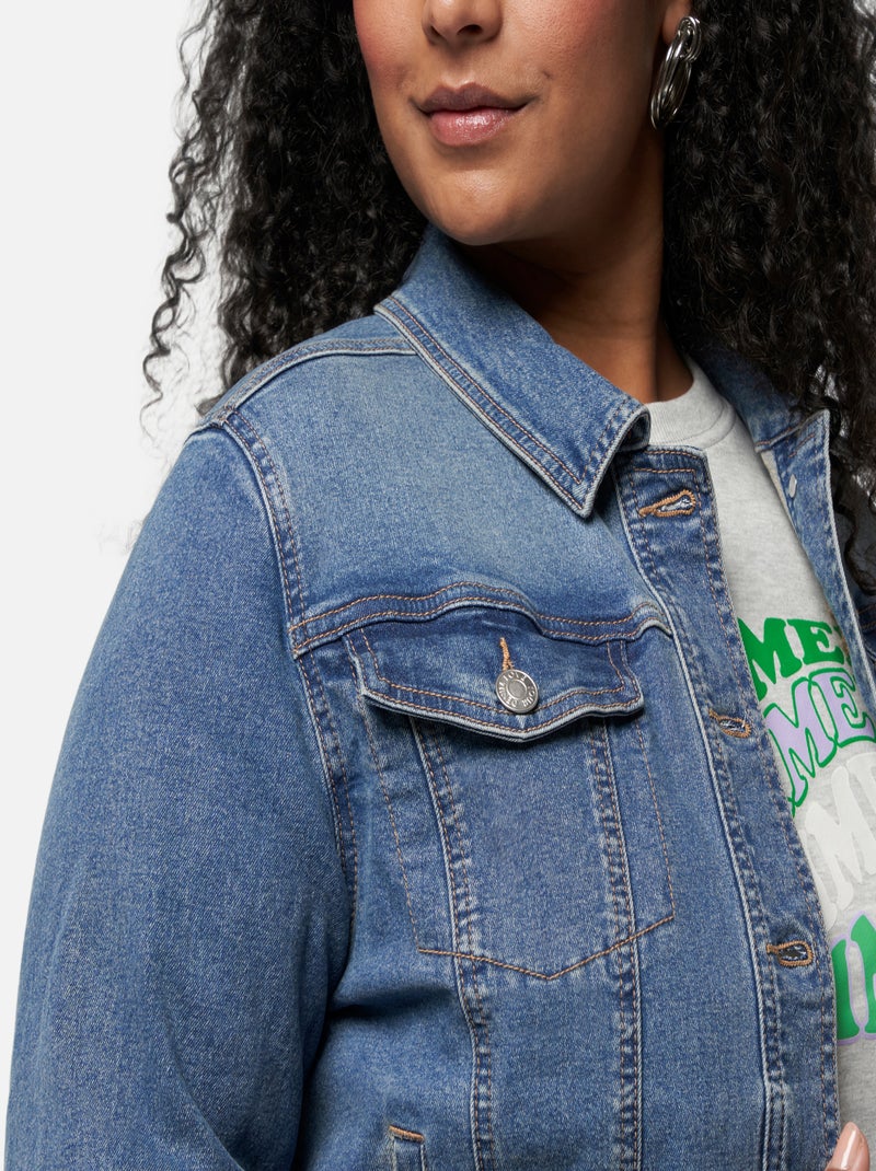 MS MODE Manteaux Veste en jean extensible Bleu roi - Kiabi