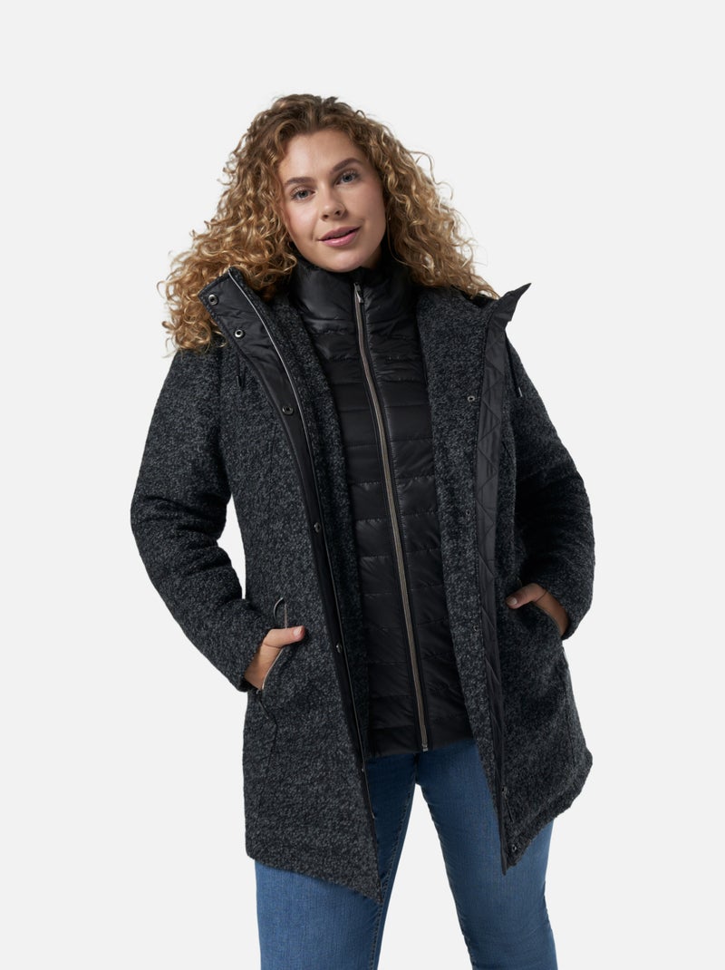MS MODE Manteaux Veste en laine gris anthracite - Kiabi