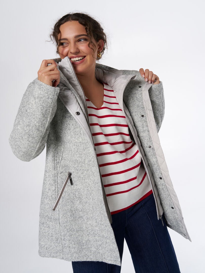 MS MODE Manteaux Veste en laine Gris - Kiabi