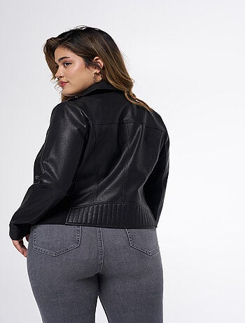 MS MODE Manteaux Veste en similicuir avec détails argentés
