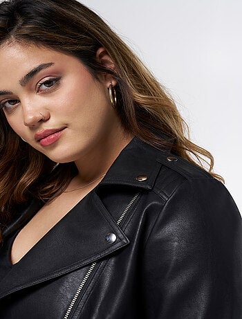 MS MODE Manteaux Veste en similicuir avec détails argentés