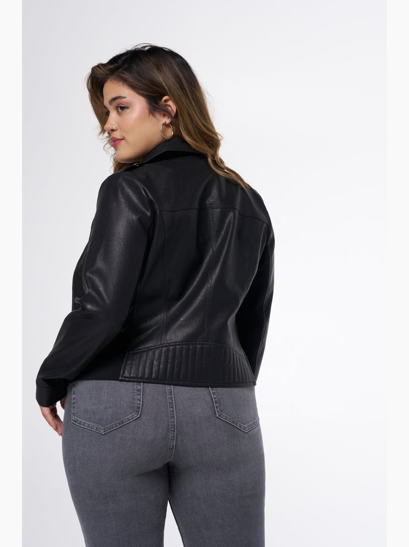 MS MODE Manteaux Veste en similicuir avec détails argentés Noir - Kiabi