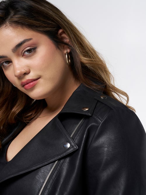 MS MODE Manteaux Veste en similicuir avec détails argentés - Kiabi