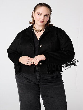 MS MODE Manteaux Veste en suédine à franges