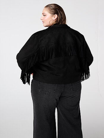 MS MODE Manteaux Veste en suédine à franges