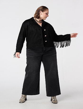 MS MODE Manteaux Veste en suédine à franges