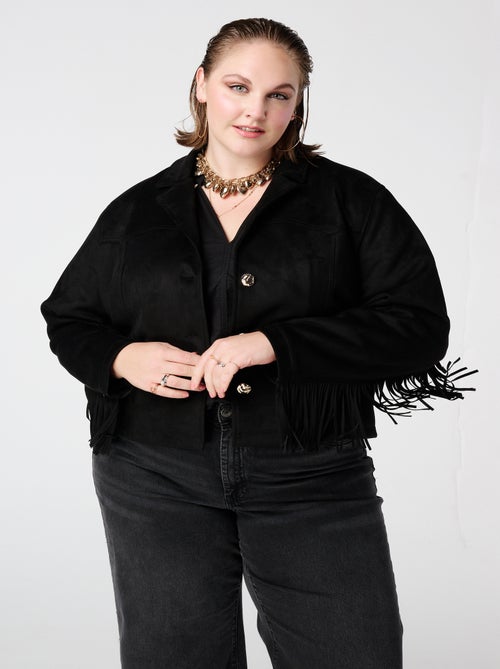 MS MODE Manteaux Veste en suédine à franges - Kiabi