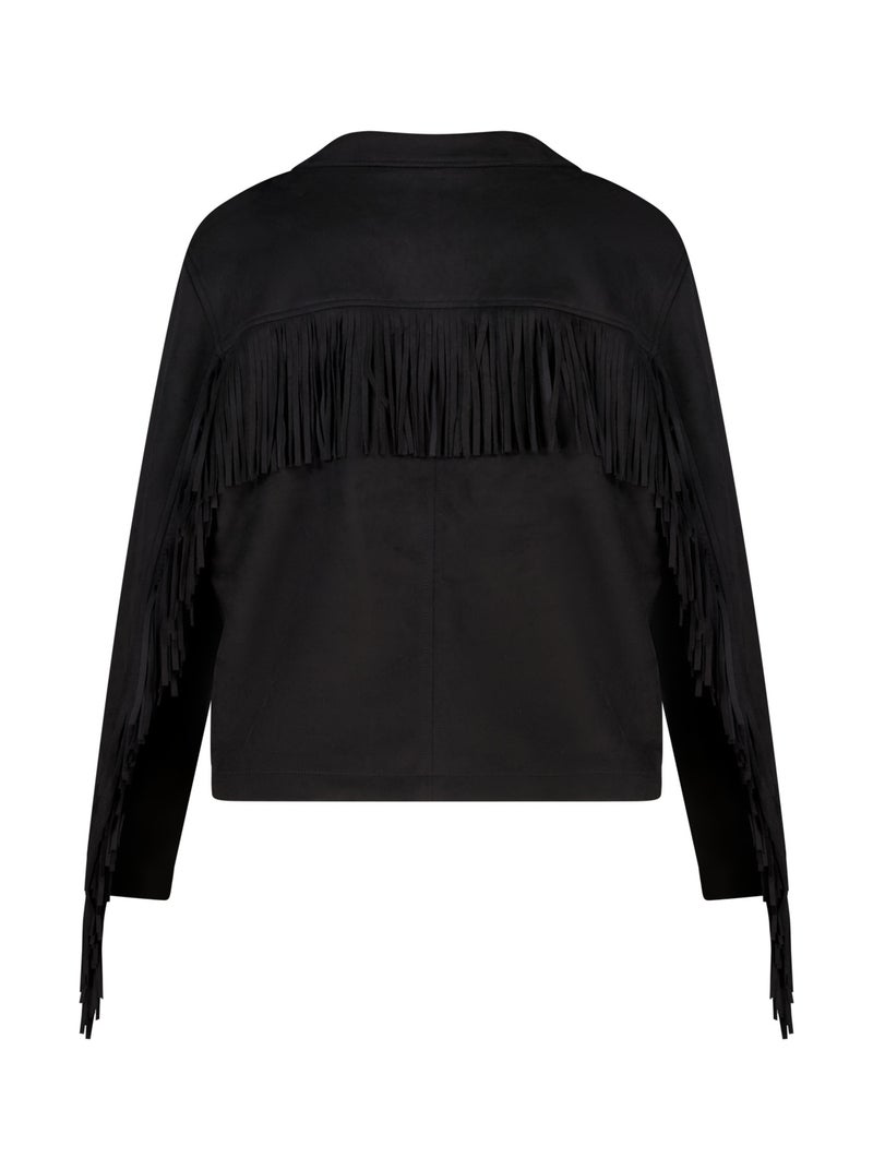 MS MODE Manteaux Veste en suédine à franges Noir - Kiabi