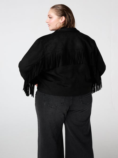 MS MODE Manteaux Veste en suédine à franges - Kiabi