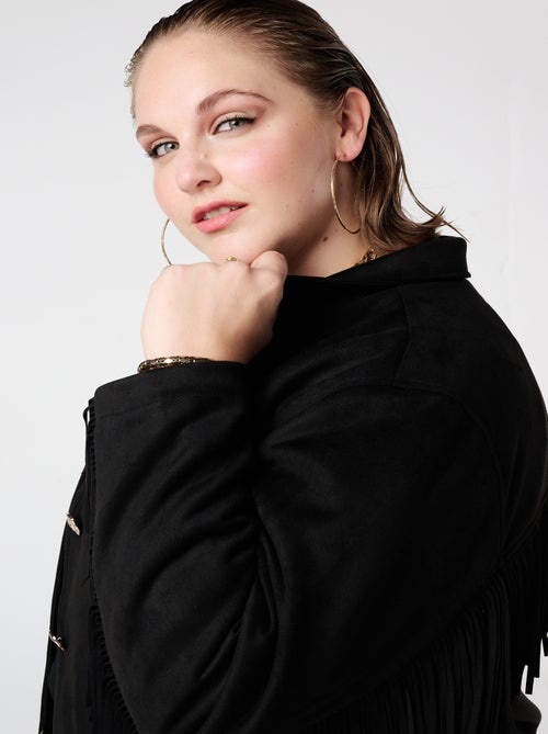 MS MODE Manteaux Veste en suédine à franges - Kiabi