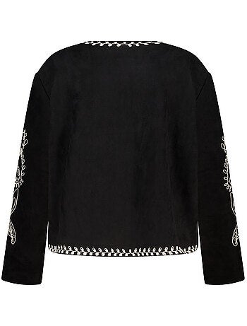 MS MODE Manteaux Veste en suédine avec broderie