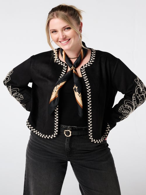 MS MODE Manteaux Veste en suédine avec broderie - Kiabi