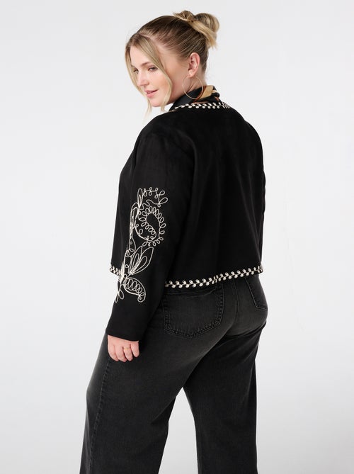 MS MODE Manteaux Veste en suédine avec broderie - Kiabi