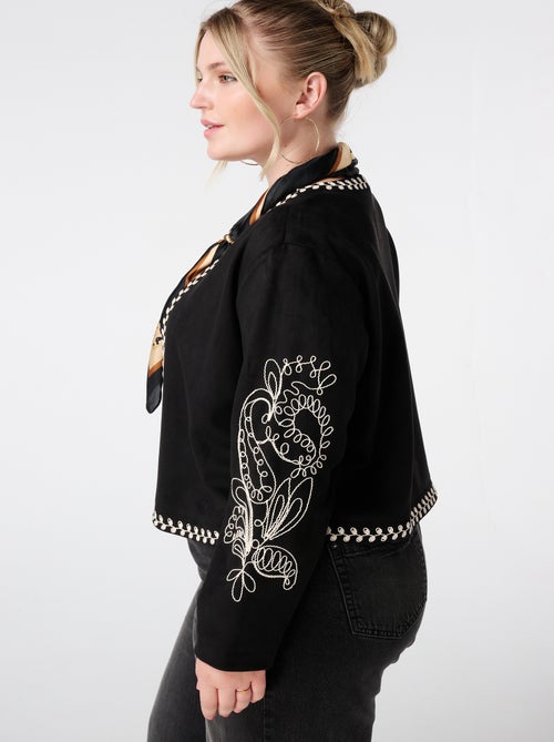 MS MODE Manteaux Veste en suédine avec broderie - Kiabi