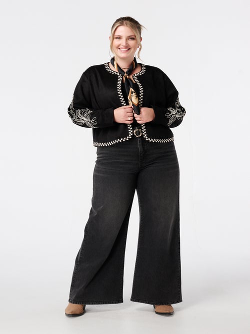 MS MODE Manteaux Veste en suédine avec broderie - Kiabi