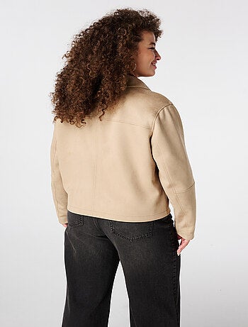 MS MODE Manteaux Veste en suédine avec fermeture à boutons