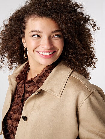 MS MODE Manteaux Veste en suédine avec fermeture à boutons