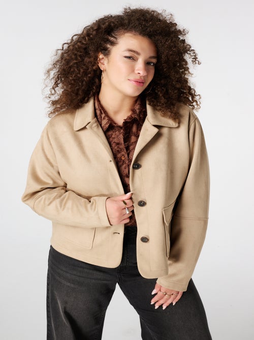 MS MODE Manteaux Veste en suédine avec fermeture à boutons - Kiabi