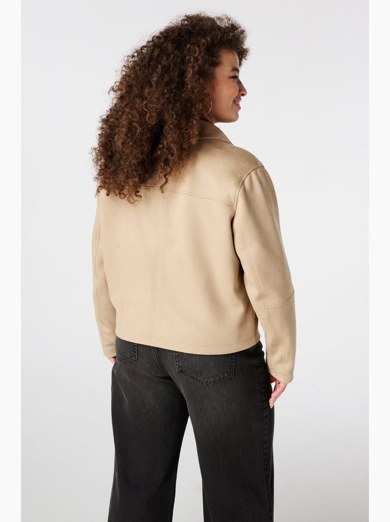 MS MODE Manteaux Veste en suédine avec fermeture à boutons Beige sable - Kiabi